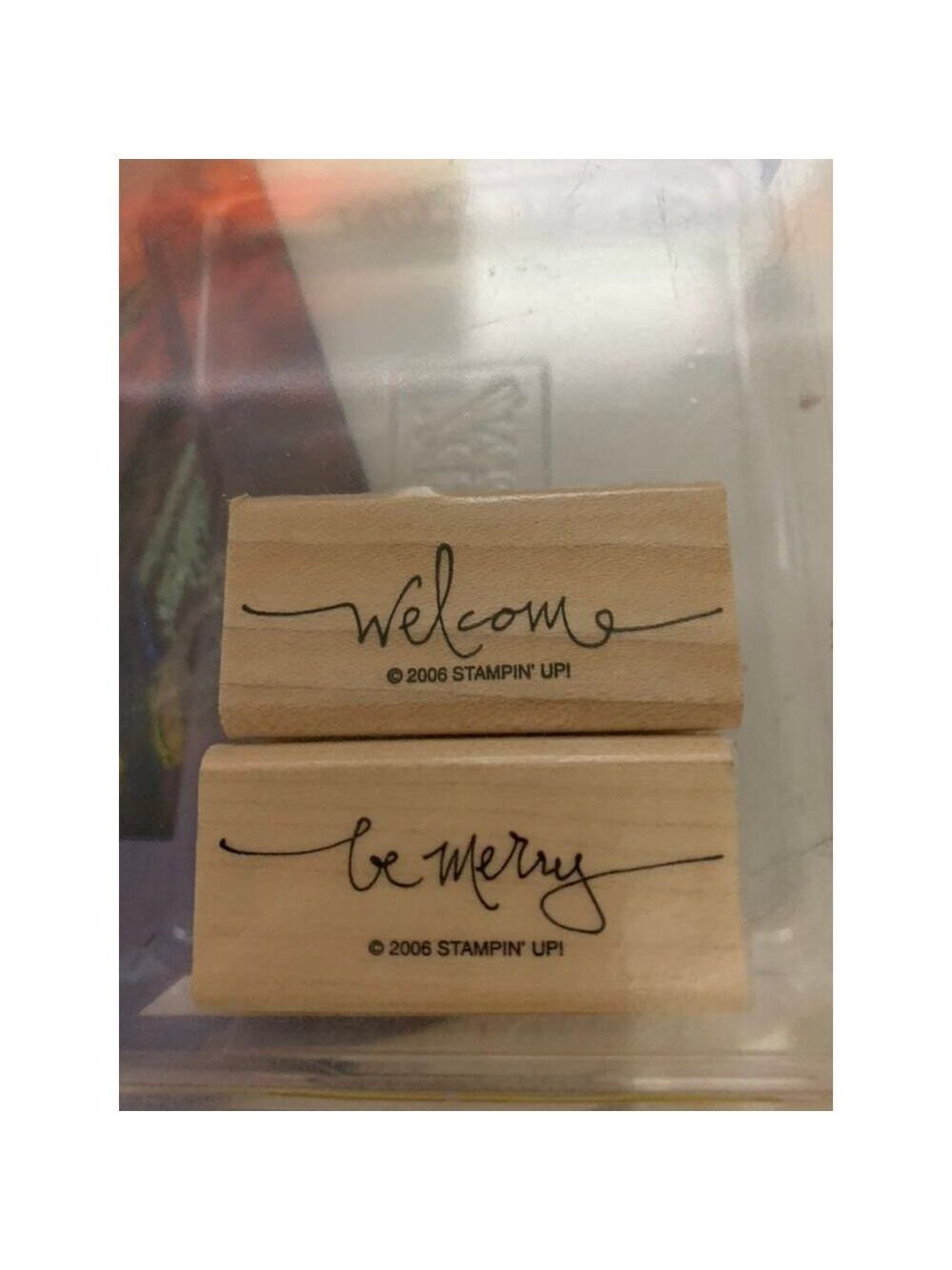 Stampin Up small script be merry christmas card welcome